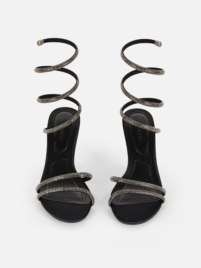 Spiral Diamante Heeled Sandals