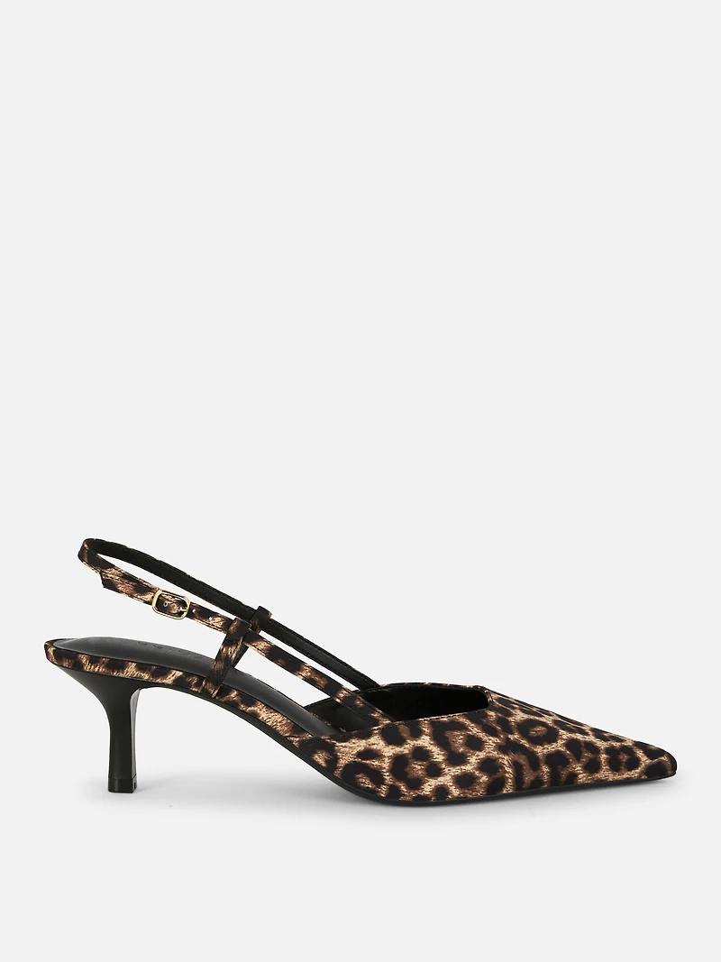 Leopard Kitten Slingback Heels