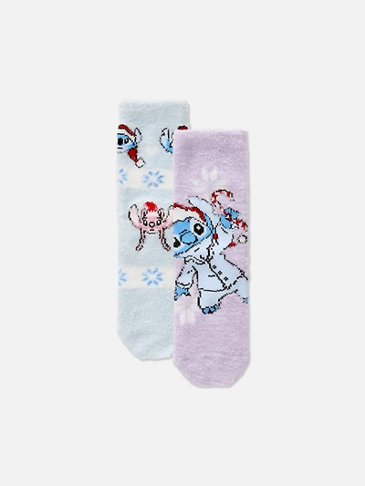 2pk Disney’s Stitch Christmas Cozy Socks