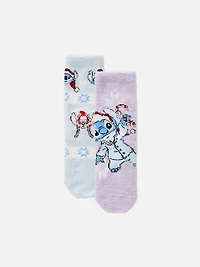 2pk Disney’s Stitch Christmas Cozy Socks