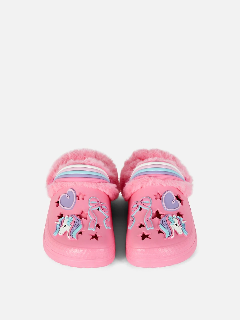 Unicorn Faux Fur Lined Clogs