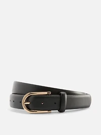 Women's Black The Edit Leather Skinny Belt