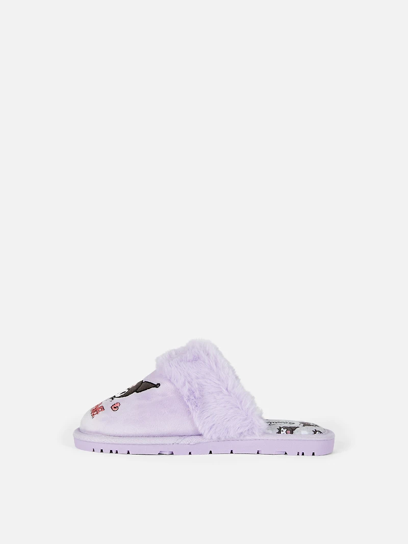 Hello Kitty Kuromi Faux Fur Trim Slippers