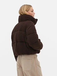 Short Cable Knit Puffer Jacket