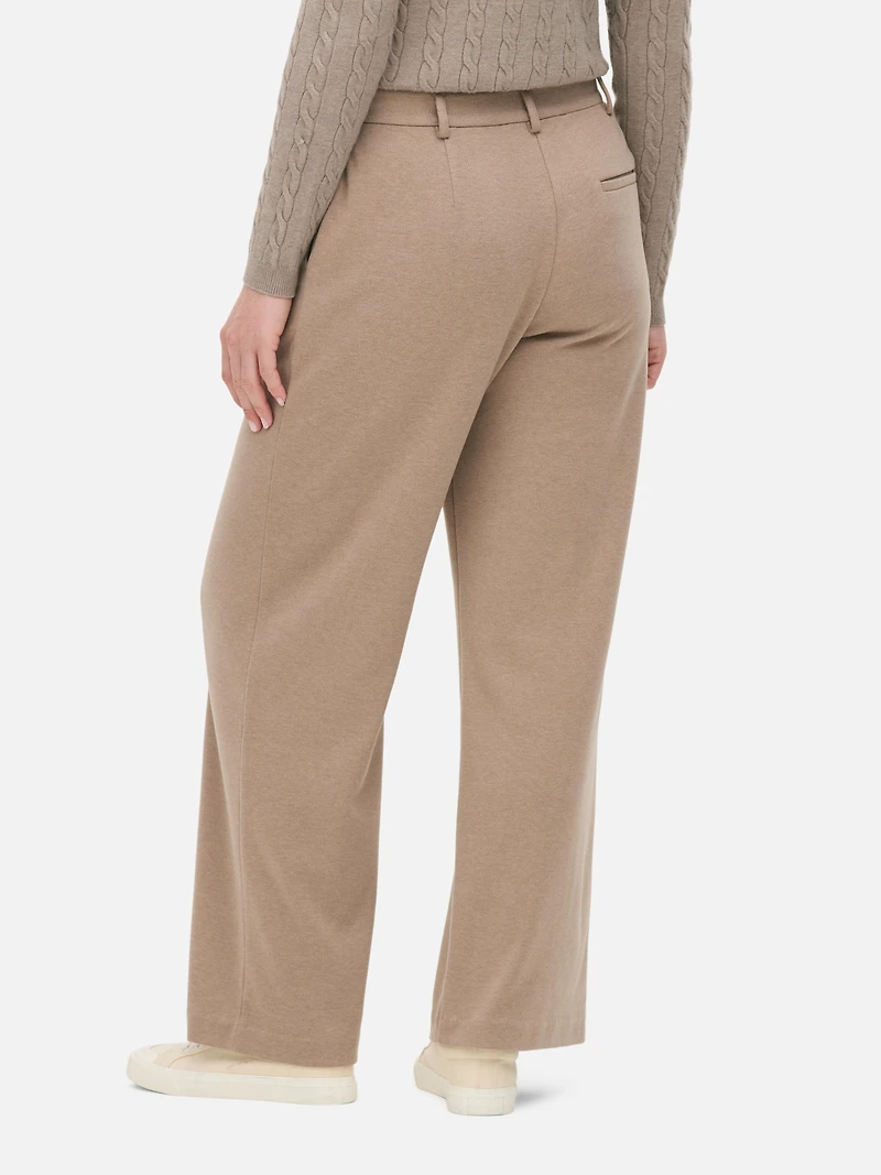 Women's Oatmeal Tailored Straight Leg Pants