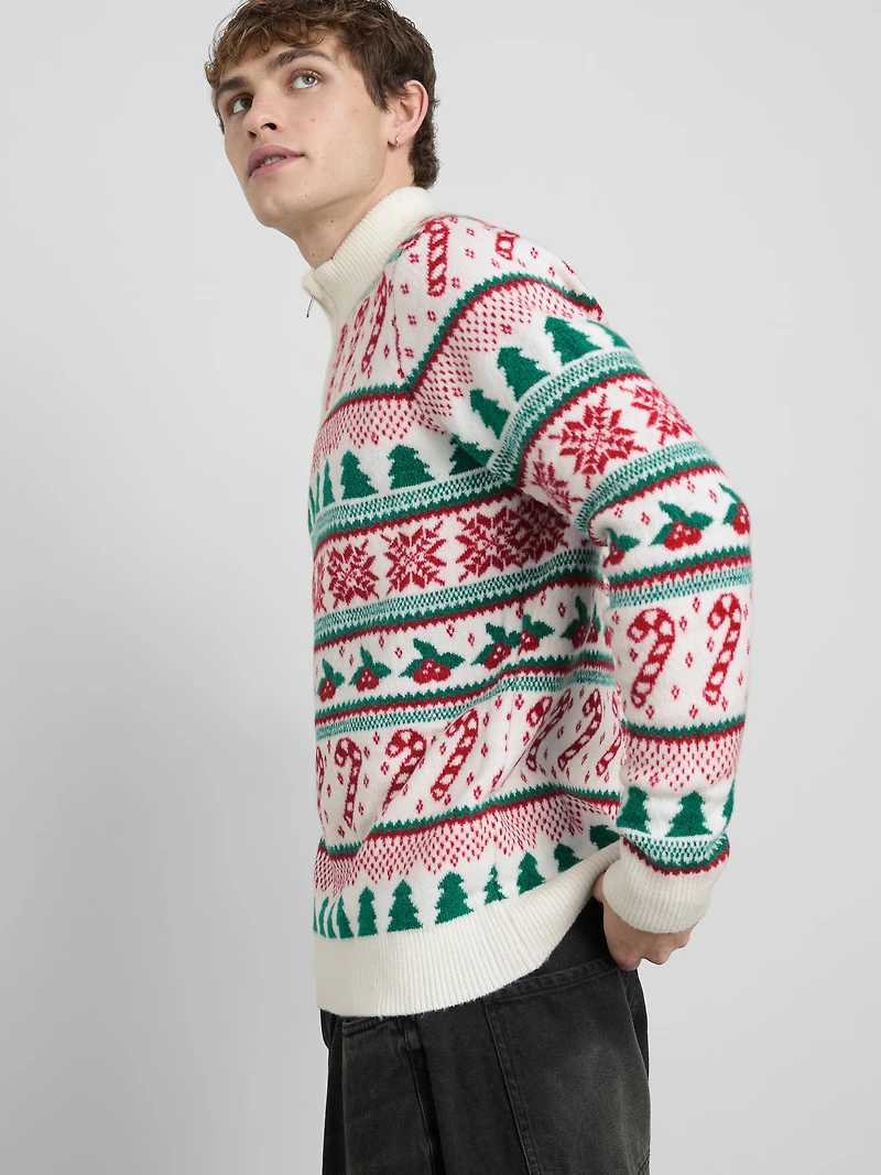 Men's Candy Cane Fair Isle Family Christmas Sweater