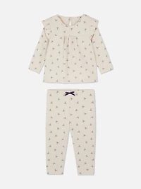 0-36mths | Bow Blouse and Leggings Set