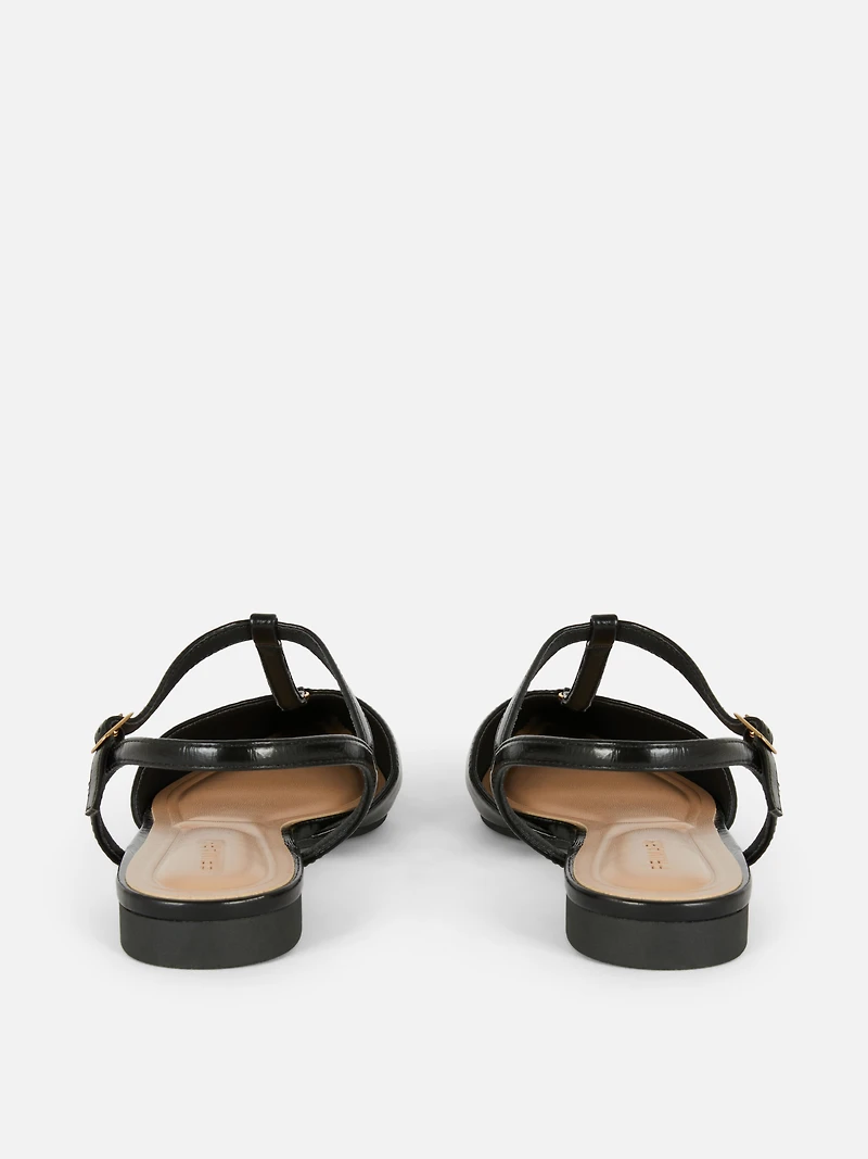 Pointed T-Bar Ballerina Flats