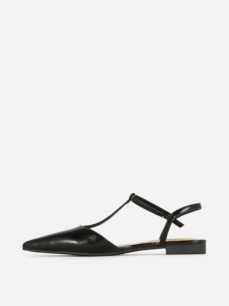 Pointed T-Bar Ballerina Flats