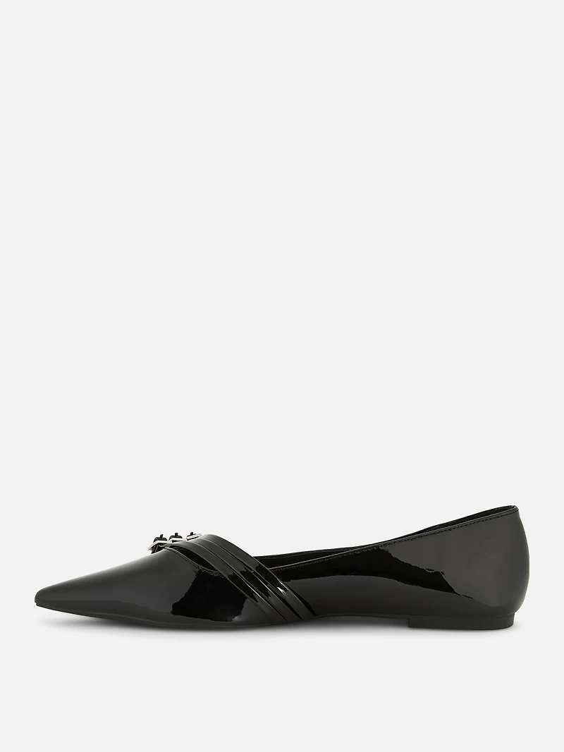 Rita Ora Pointed Buckle Ballet Flats