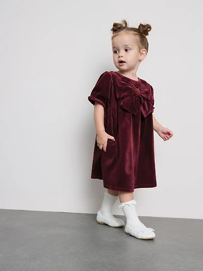 0-36mths | Velvet Bow Dress