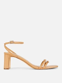 Diamanté Buckle Block Heels