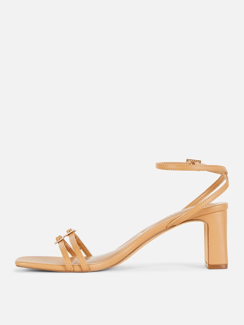 Diamanté Buckle Block Heels