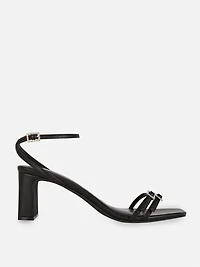 Diamanté Buckle Block Heels