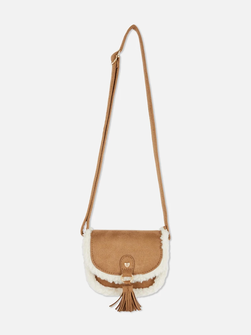 The Edit Faux Fur Trim Crossbody Bag