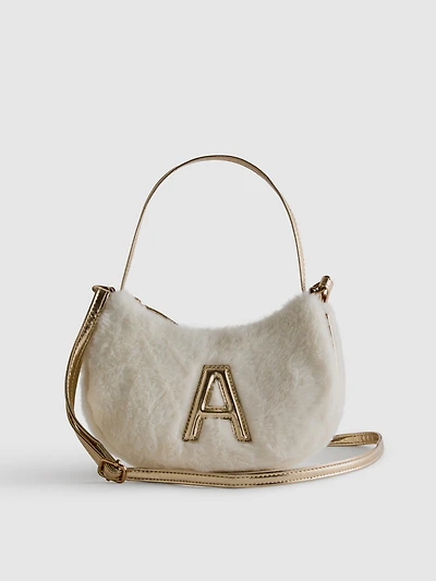 Faux Fur Initial Crossbody Bag