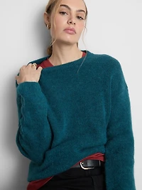 Women's Teal The Edit Ribbed Crew Neck Sweate