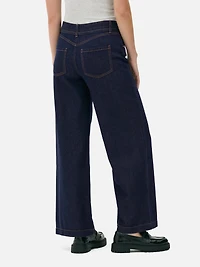 Mid-Rise Belted Wide-Leg Jeans
