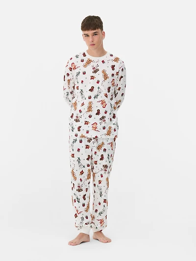 Men's Pure Cotton Dog Print Family Christmas Pajamas