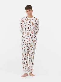 Men's Pure Cotton Dog Print Family Christmas Pajamas