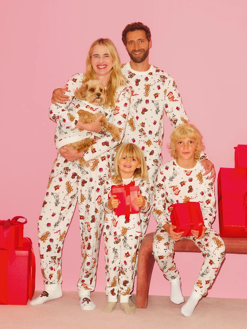 Men's Pure Cotton Dog Print Family Christmas Pajamas