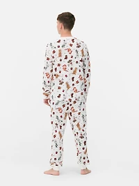 Men's Pure Cotton Dog Print Family Christmas Pajamas