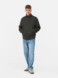 Wool Mix Herringbone Harrington Jacket