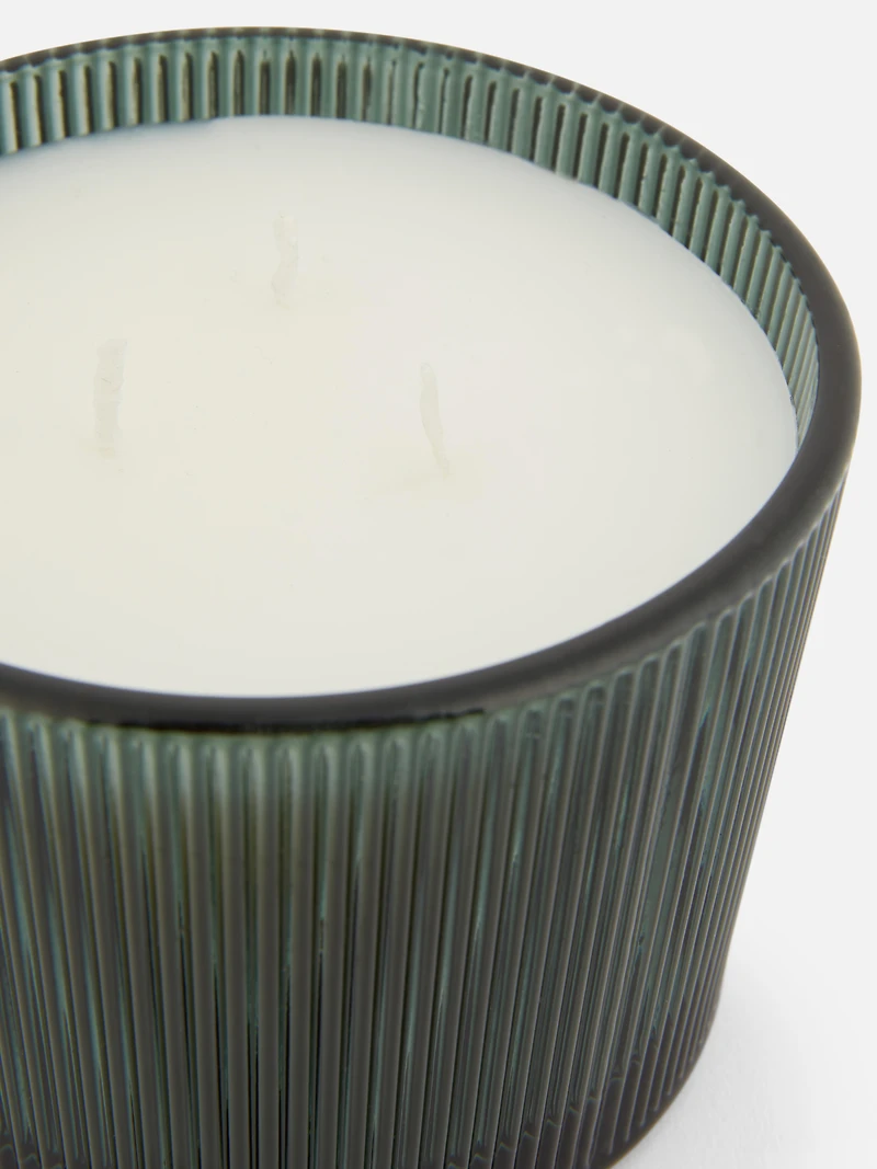 Scented Three Wick Candle In Fluted Jar