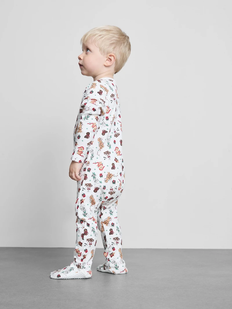0-24mths | Baby’s Pure Cotton Dog Print Family Christmas Sleeper