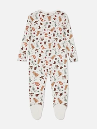 0-24mths | Baby’s Pure Cotton Dog Print Family Christmas Sleeper