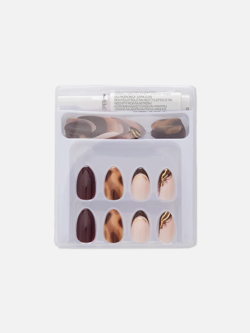 PS... Animal Print Almond Gloss False Nails