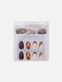 PS... Animal Print Almond Gloss False Nails