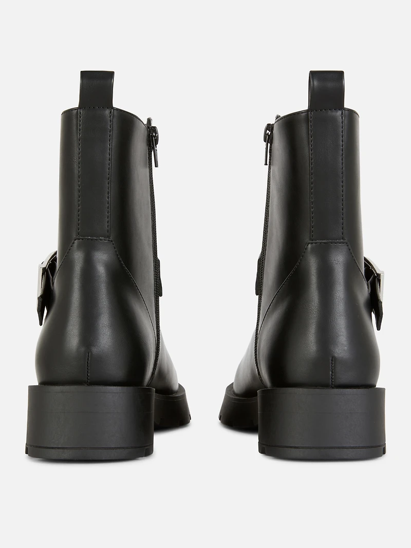 Buckle Detail Biker Boots