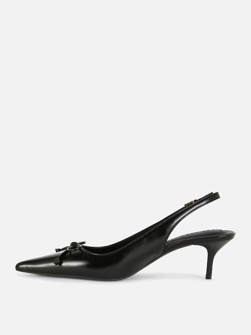 Slingback Bow Kitten Heels