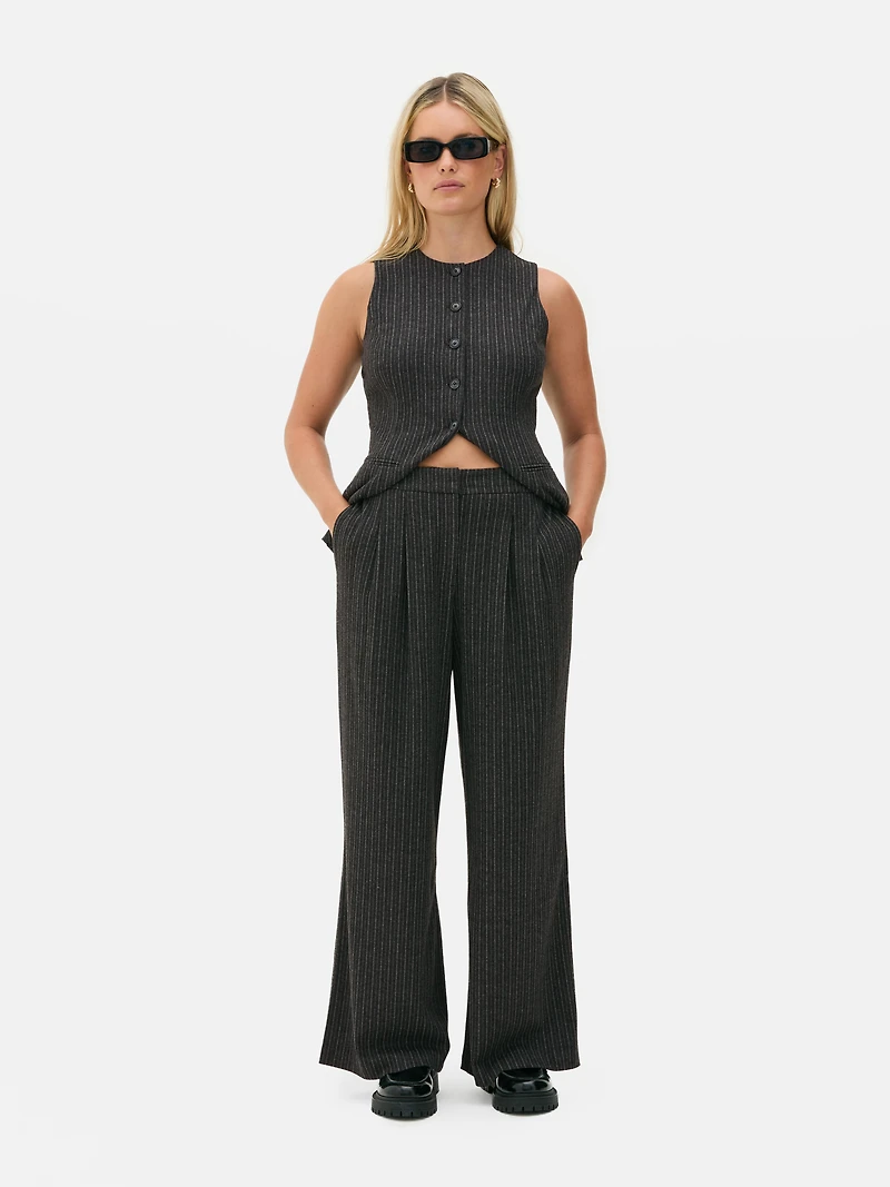 Pinstripe Wide Leg Pants