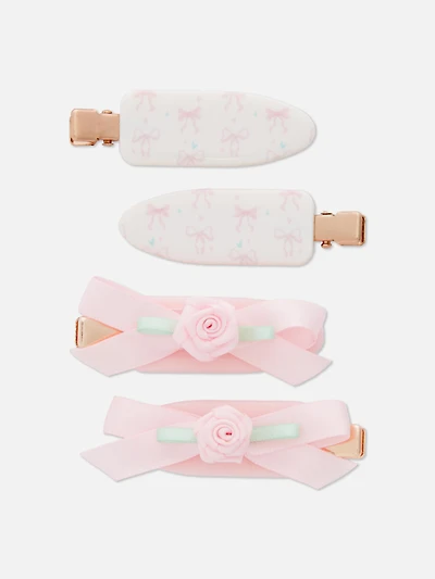 4pk Bow No Dent Hair Clips