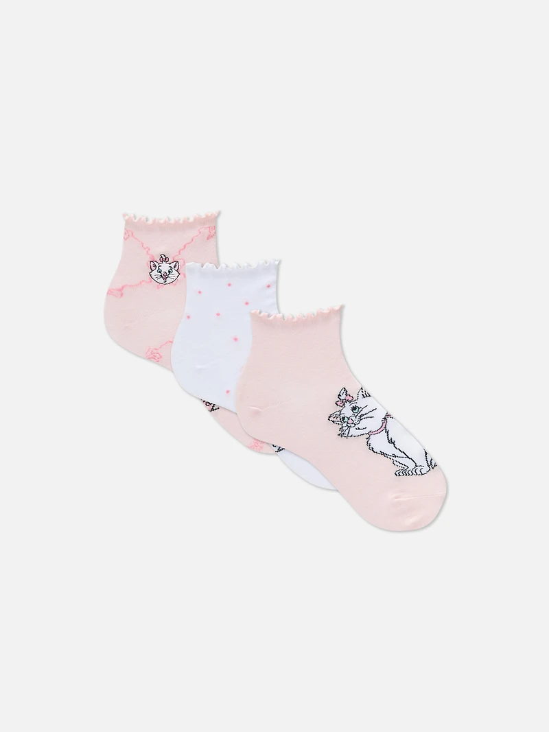 3pk Disney’s Marie Quarter Crew Socks