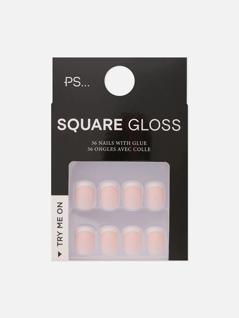 PS... French Tip Square Gloss False Nails