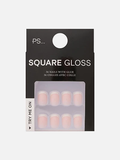 PS... French Tip Square Gloss False Nails