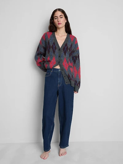 Cotton Denim High Waisted Tapered Jeans