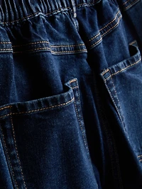 Cotton Denim High Waisted Tapered Jeans