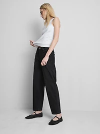 Cotton Denim High Waisted Tapered Jeans