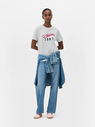 Women's Gray Heather Cotton Graphic Short Sleeve Tee