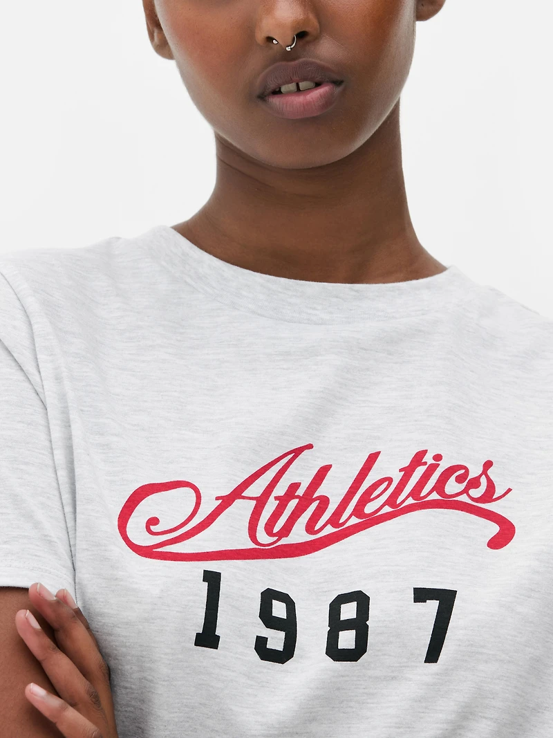 Women's Gray Heather Cotton Graphic Short Sleeve Tee