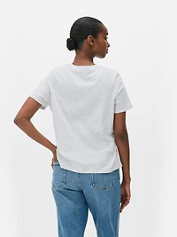 Women's Gray Heather Cotton Graphic Short Sleeve Tee