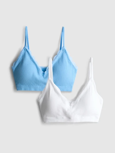 2pk Seamless Lace Trim Bralette