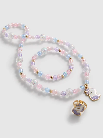 3-Piece Unicorn Beaded Jewelry Set
