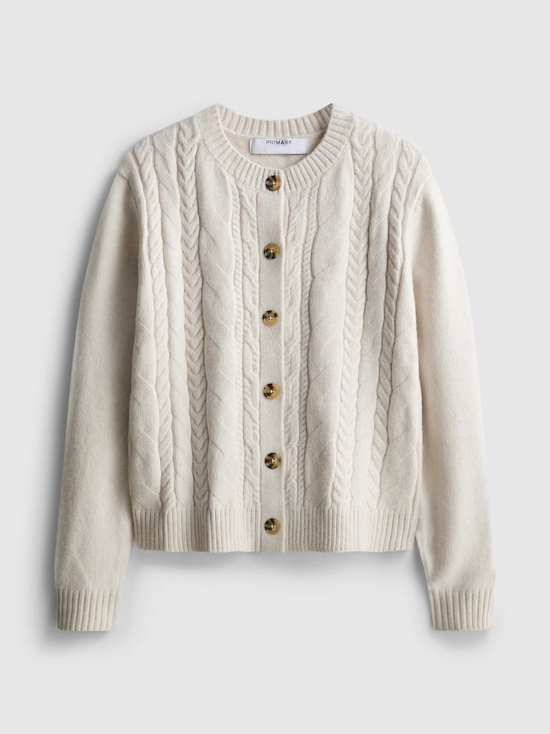Cable Knit Crewneck Cardigan