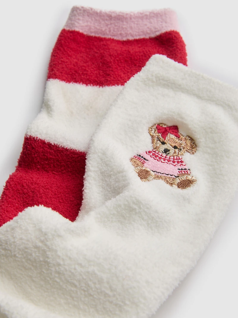 2pk Cozy Bear Slipper Socks