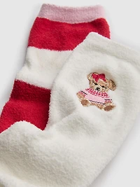 2pk Cozy Bear Slipper Socks